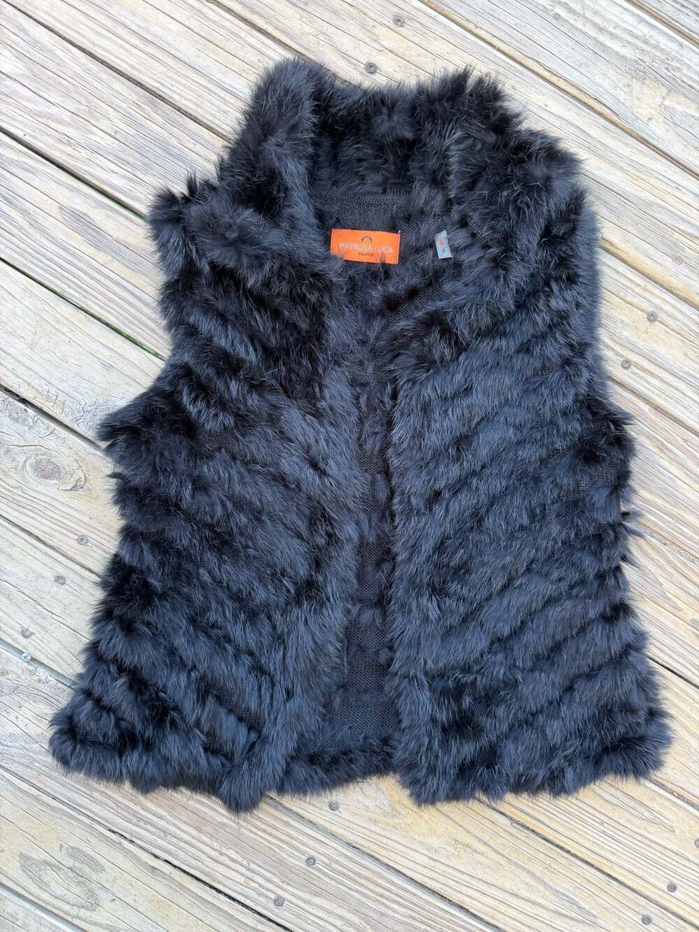 Patrizia Luca Milano Genuine Rabbit Fur Knitted Vest Black Size S